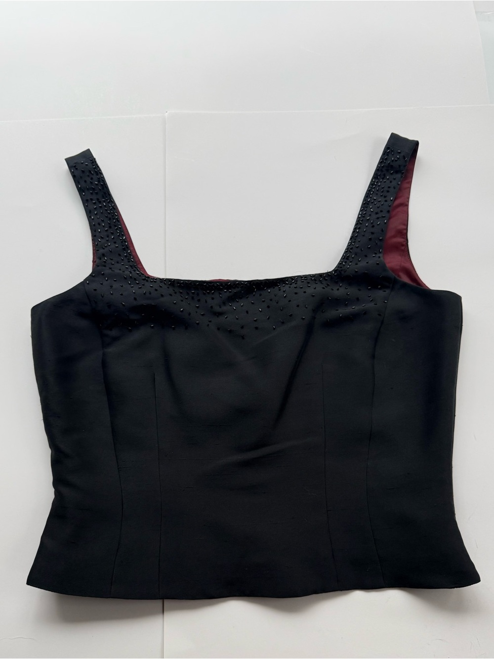 Ann Taylor Black Silk Beaded Cami Tank Sz12